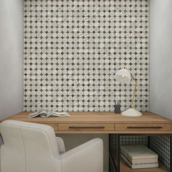 2" x 2" Rhetoric Aristotle White Mix Mosaic Tile Rectangle Octagon / Dot Matte - Image 4