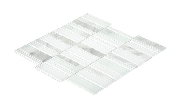 11" x 11" SimplyStick Mosaix Stormy Mist and glass Blend Mosaic Natural Stone Tile Rectangle Straight Joint Polished - Image 2