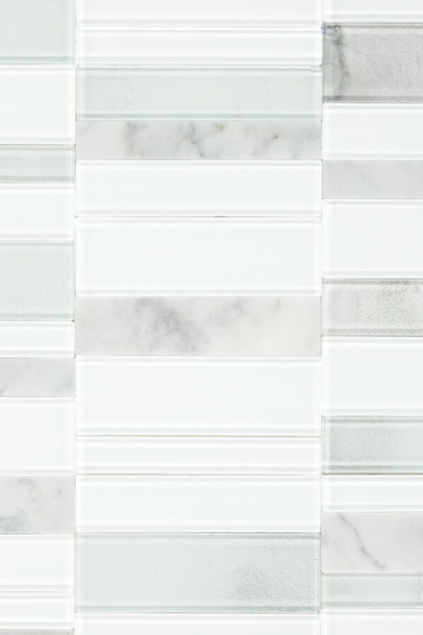 11" x 11" SimplyStick Mosaix Stormy Mist and glass Blend Mosaic Natural Stone Tile Rectangle Straight Joint Polished