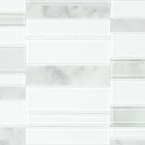 11" x 11" SimplyStick Mosaix Stormy Mist and glass Blend Mosaic Natural Stone Tile Rectangle Brick Joint Mix