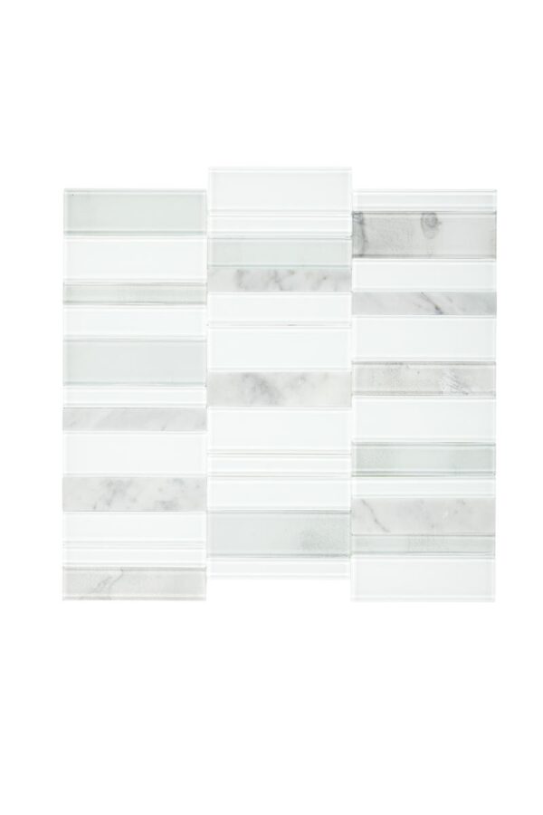 11" x 11" SimplyStick Mosaix Stormy Mist and glass Blend Mosaic Natural Stone Tile Rectangle Brick Joint Mix - Image 4