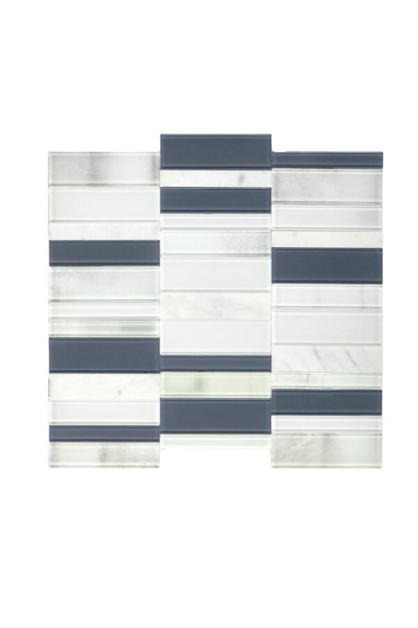 11" x 11" SimplyStick Mosaix Carrara White Mosaic Natural Stone Tile Rectangle Brick Joint Polished