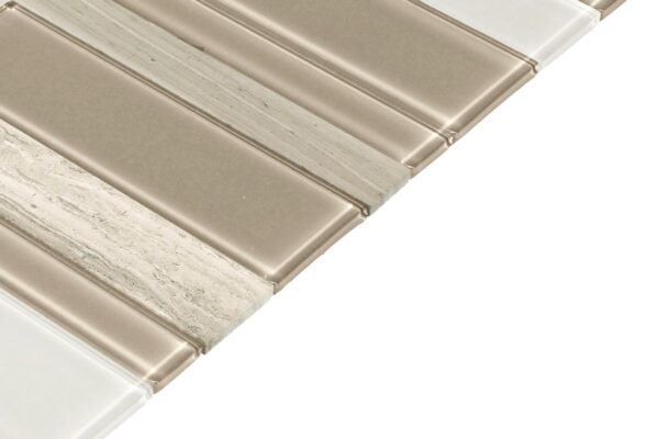 11" x 11" SimplyStick Mosaix Chenille white and glass Blend Mosaic Natural Stone Tile Rectangle Straight Joint Honed - Image 3