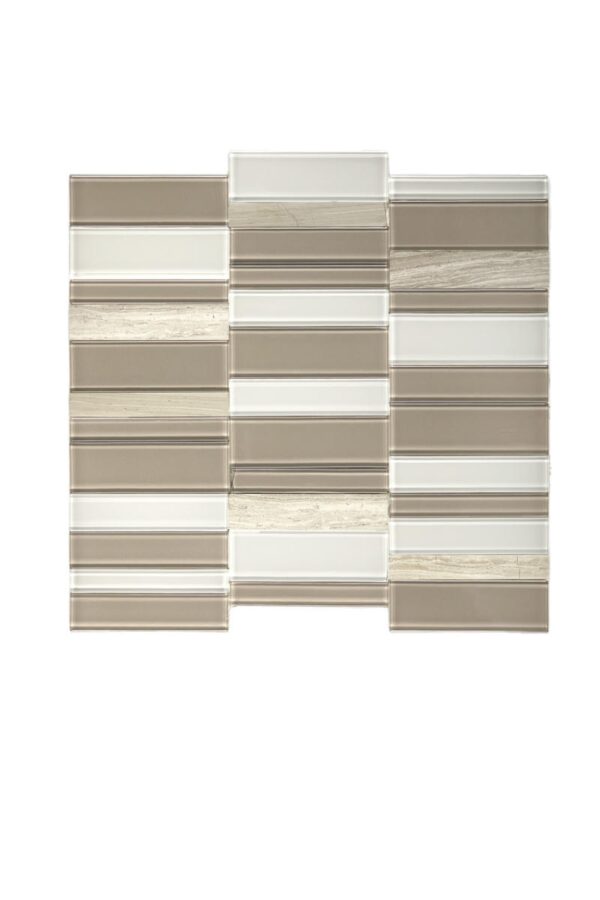 11" x 11" SimplyStick Mosaix Chenille white and glass Blend Mosaic Natural Stone Tile Rectangle Straight Joint Honed - Image 4