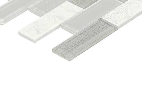 11" x 11" SimplyStick Mosaix Daphne White Mosaic Natural Stone Tile Rectangle Brick Joint Polished - Image 2
