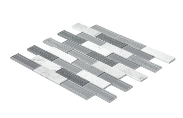 11" x 11" SimplyStick Mosaix Stormy Mist Mosaic Natural Stone Tile Rectangle Brick Joint Polished - Image 2