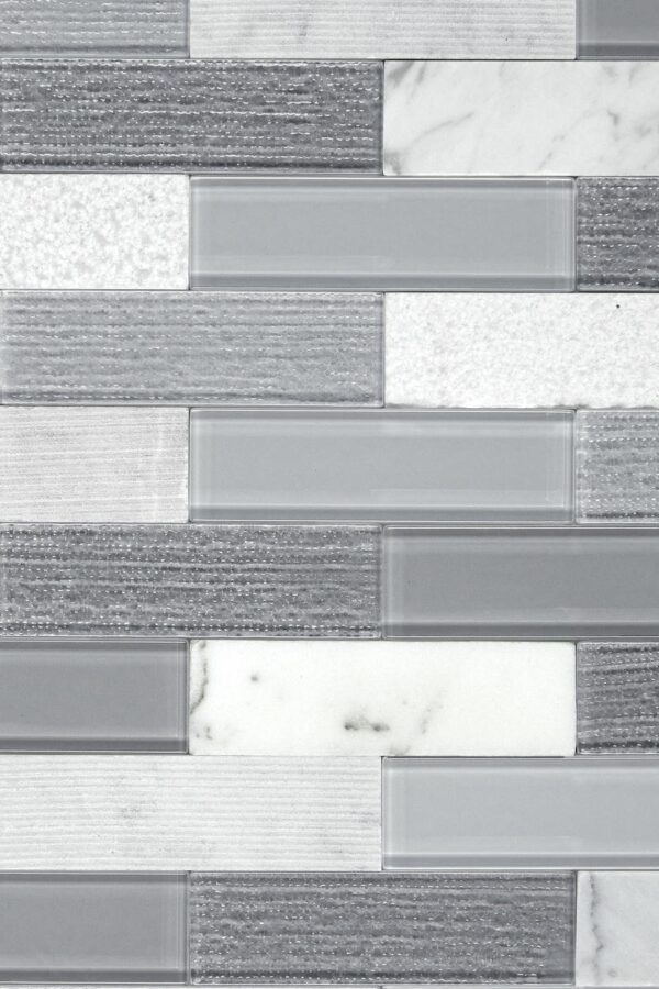 11" x 11" SimplyStick Mosaix Stormy Mist Mosaic Natural Stone Tile Rectangle Brick Joint Polished