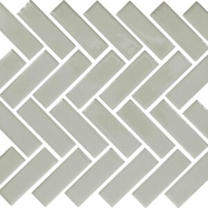 1" x 3" Color Wheel Mosaic Desert Gray Mosaic Tile Rectangle Herringbone Glossy