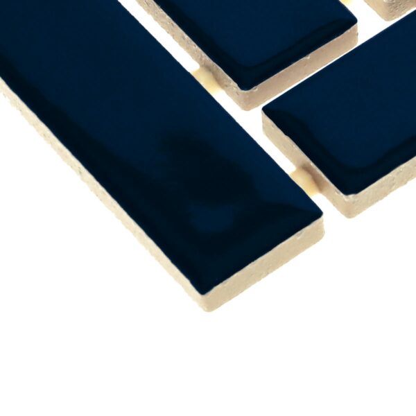 1" x 3" Color Wheel Mosaic Navy Mosaic Tile Rectangle Herringbone Glossy - Image 2