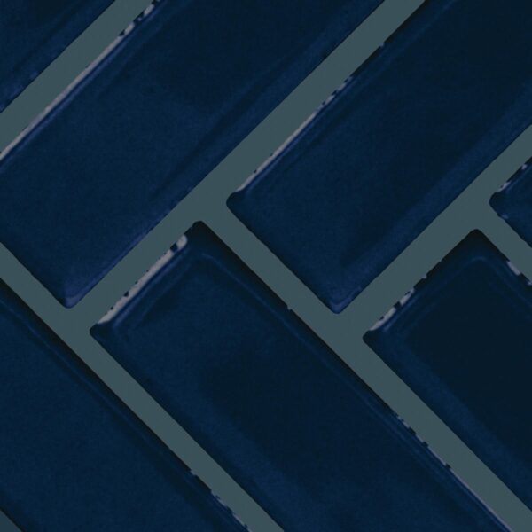1" x 3" Color Wheel Mosaic Navy Mosaic Tile Rectangle Herringbone Glossy - Image 6
