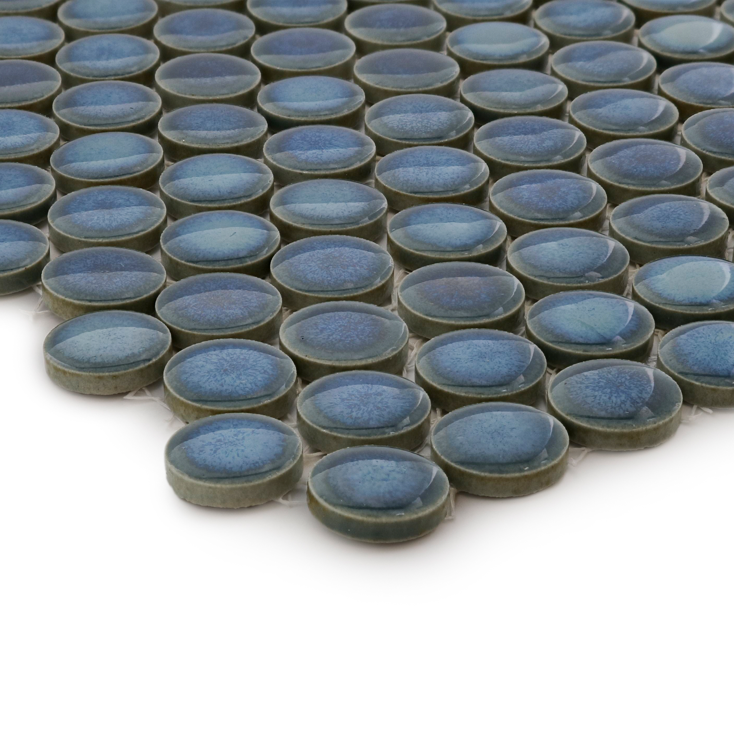 360 3/4" x 3/4" Penny Round Glossy Mosaic Tile in Lagoon