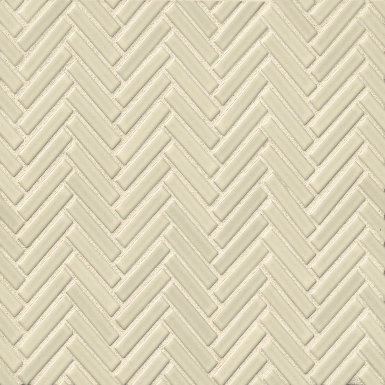 90 1/2" x 2" Herringbone Porcelain Mosaic Tile in Off White