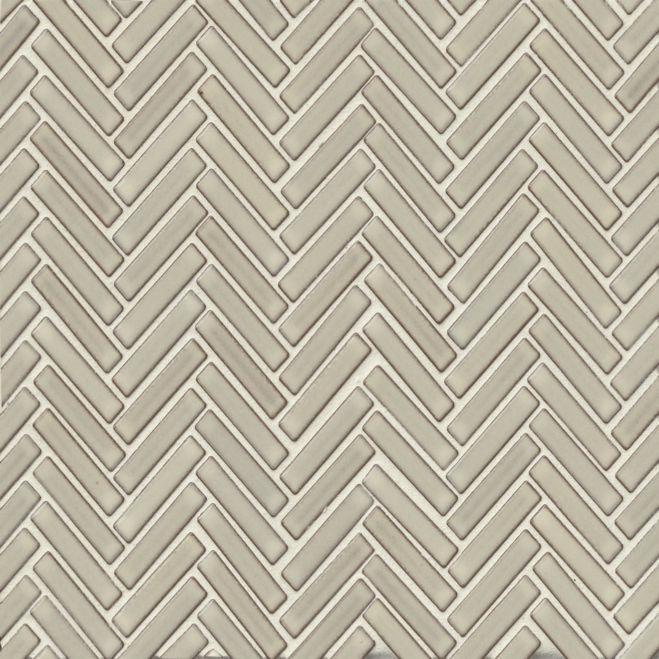 90 1/2" x 2" Herringbone Porcelain Mosaic Tile in Putty