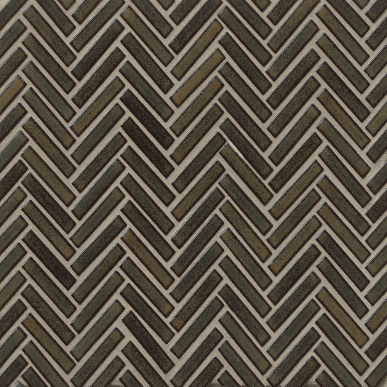 90 1/2" x 2" Herringbone Porcelain Mosaic Tile in Shadow