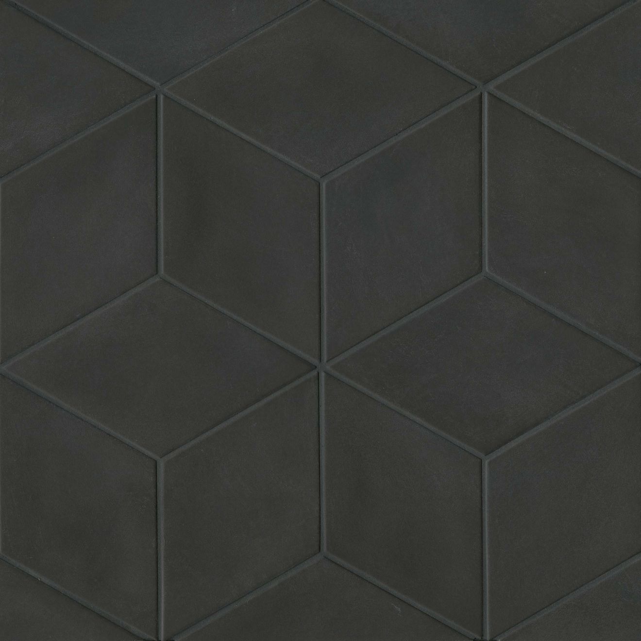 Allora 7.5" x 12.75" Rhomboid Matte Porcelain Tile in Solid Black
