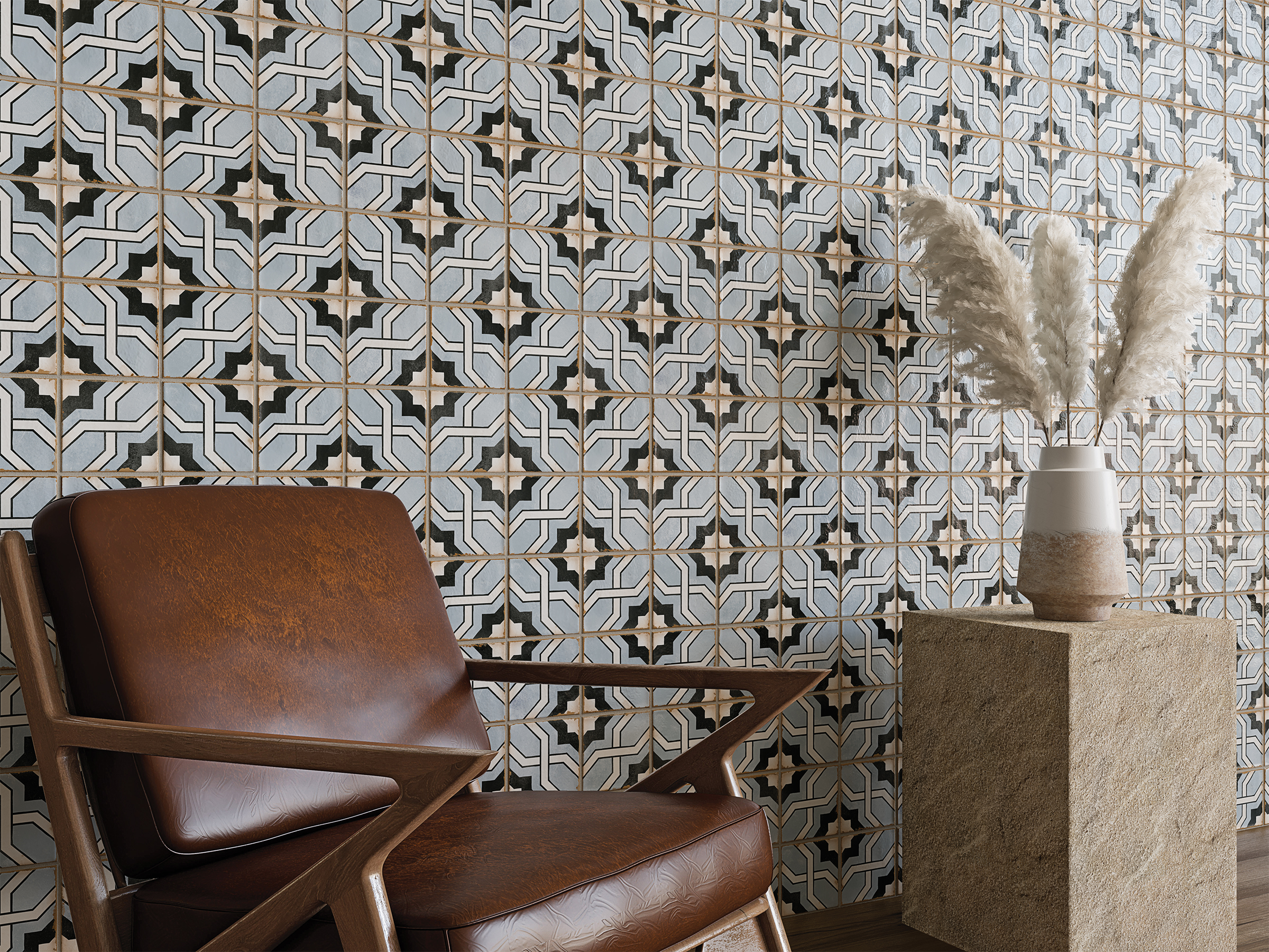 Casablanca 5" x 5" Matte Ceramic Tile in Attia