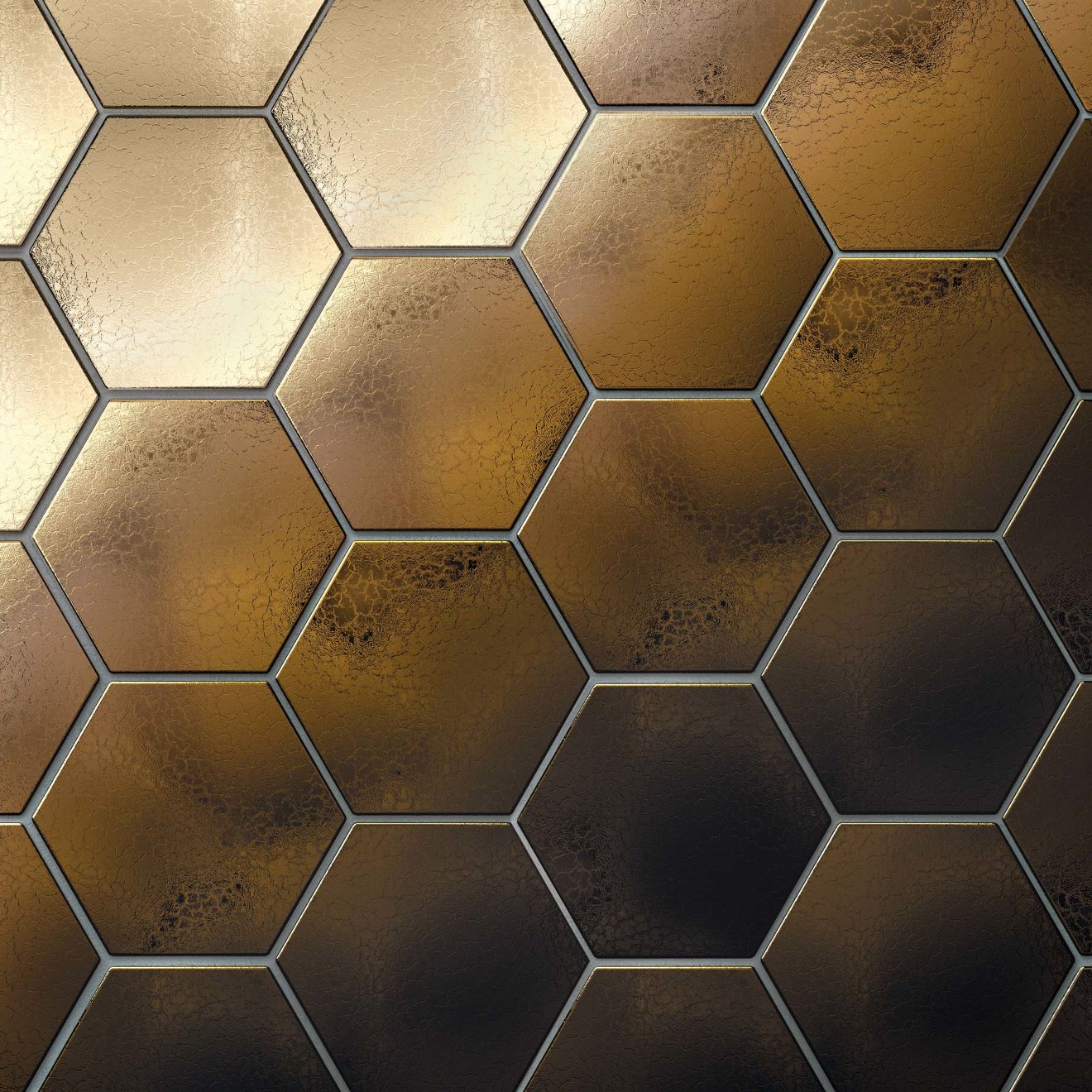 Hedron 4" x 5" Glossy Ceramic Flat Wall Tile in Metallic