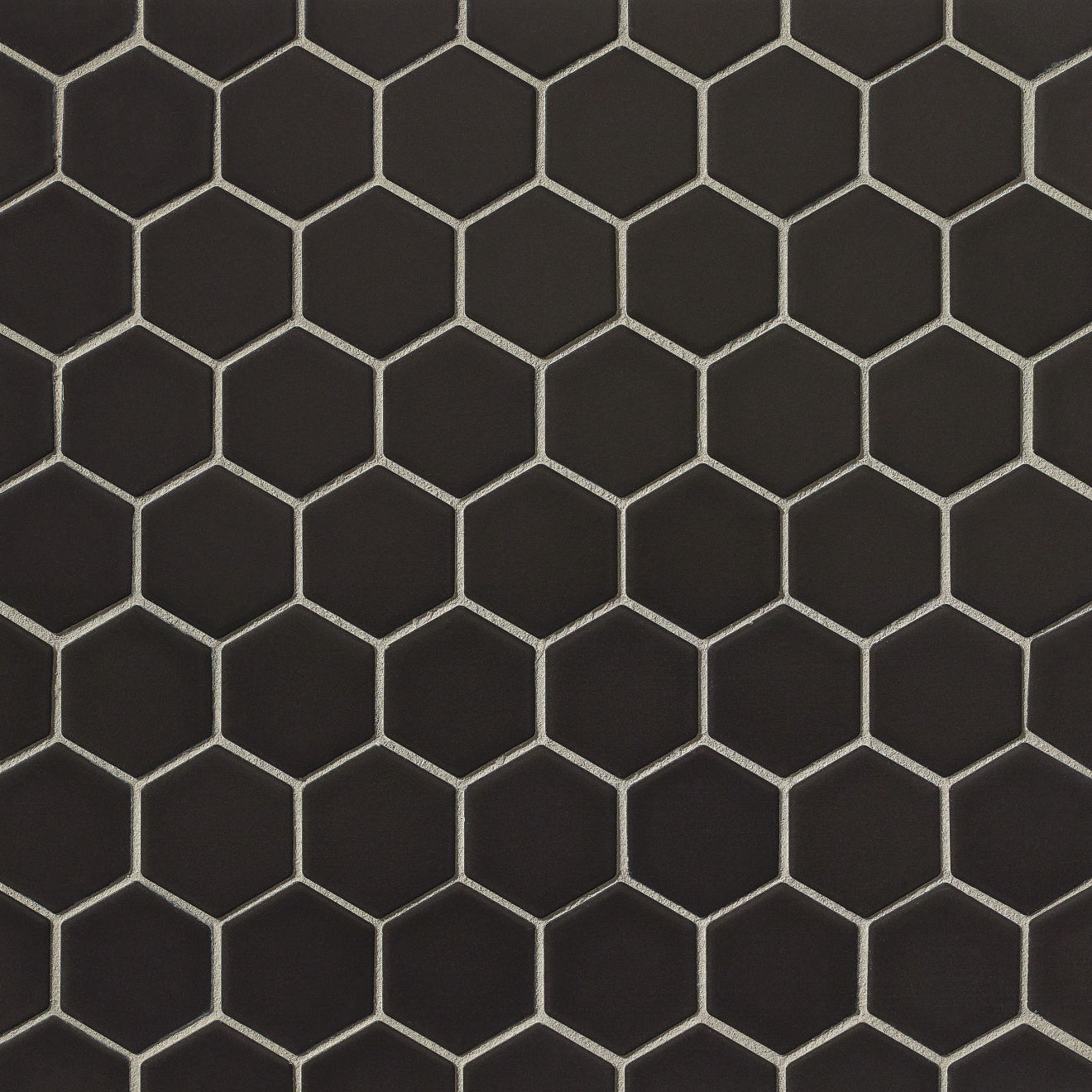 Le Cafe 2" x 2" Hexagon Matte Porcelain Mosaic Tile in Black