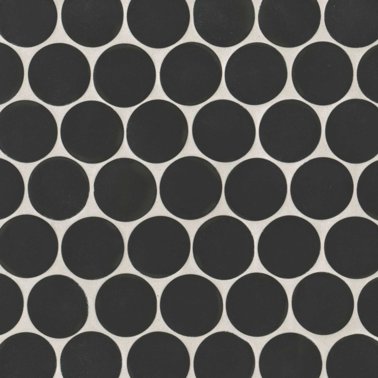Makoto 2" Round Matte Porcelain Mosaic Tile in Kuroi Black