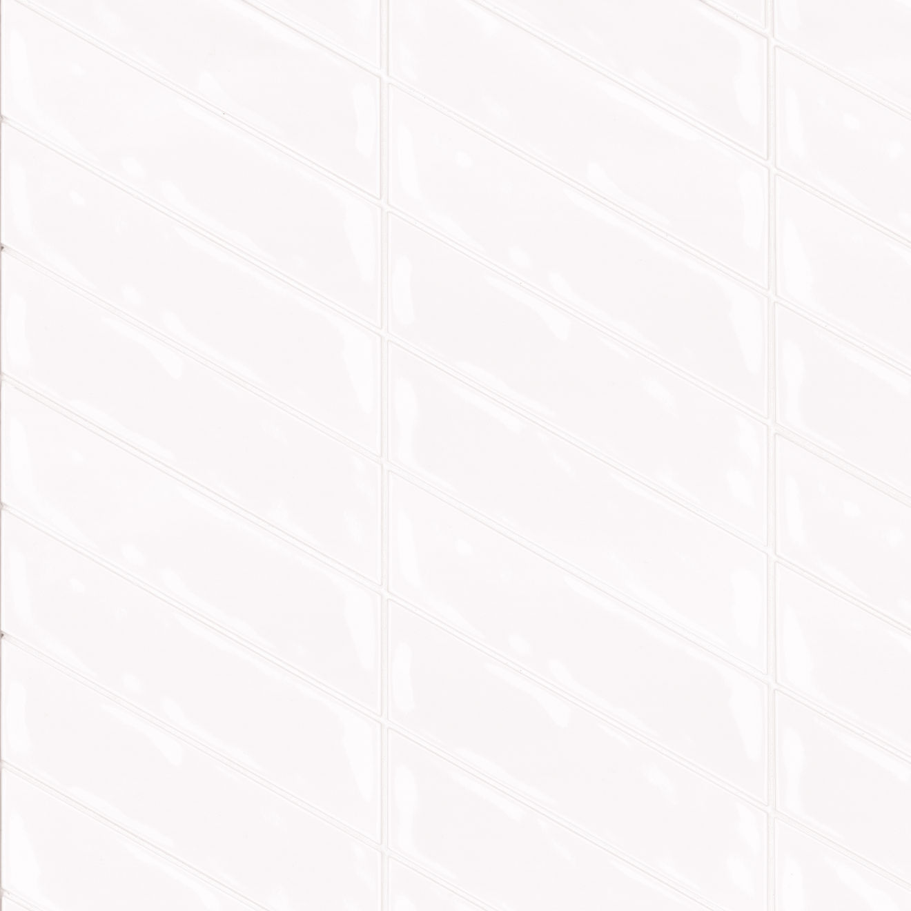 Sorrento 2.5" x 10" Right Chevron Glossy Ceramic Wall Tile in Bianco