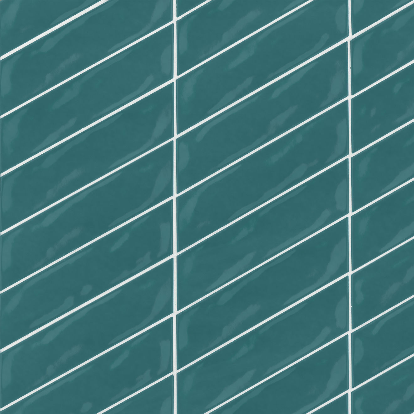 Sorrento 2.5" x 10" Left Chevron Glossy Ceramic Wall Tile in Turchese