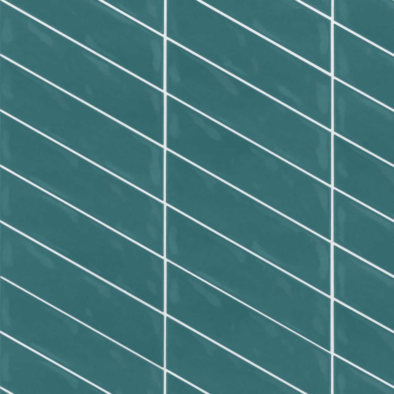 Sorrento 2.5" x 10" Right Chevron Glossy Ceramic Wall Tile in Turchese