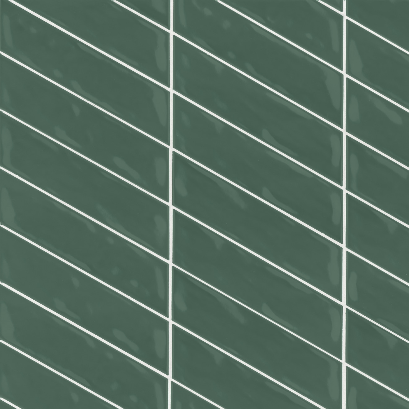Sorrento 2.5" x 10" Right Chevron Glossy Ceramic Wall Tile in Verde
