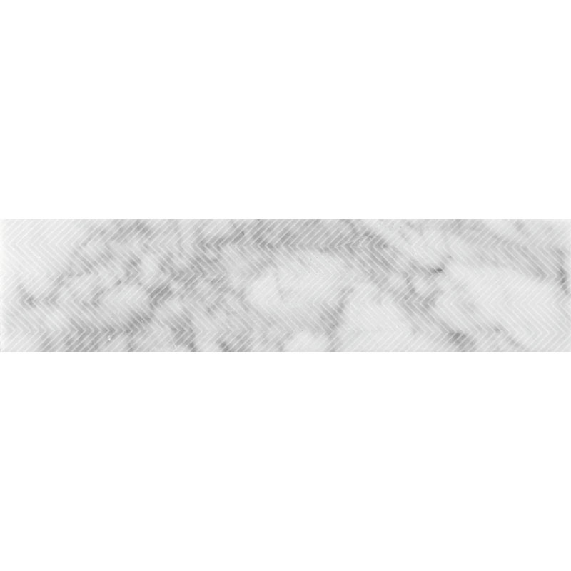 Etched Chevron Carrara 3 X 12