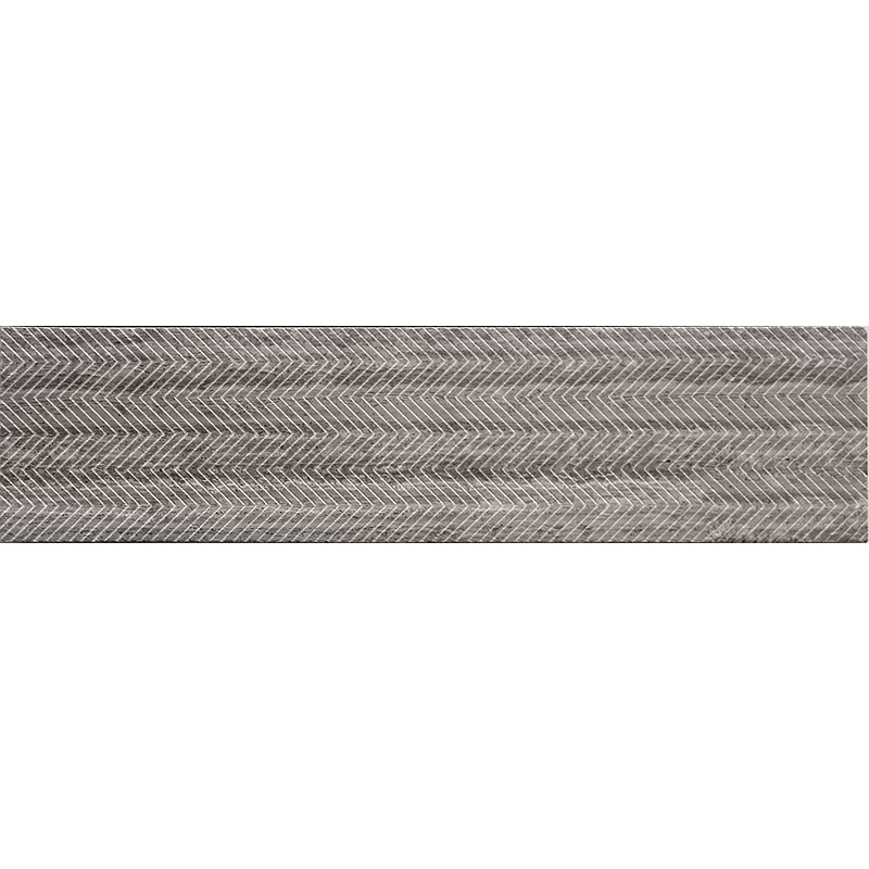 Etched Chevron Wooden Grey 3 X 12