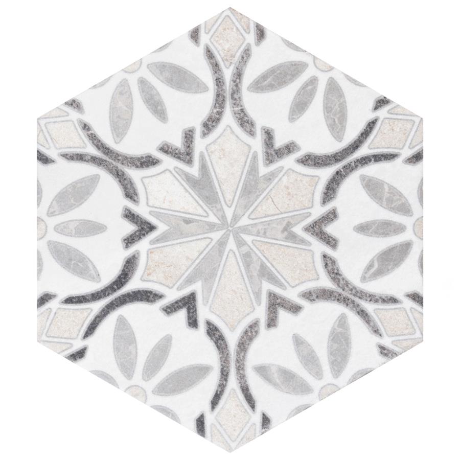 Mazzo Hex Deco Sunburst 8-1/2" x 9-3/4" Porcelain F/W Tile