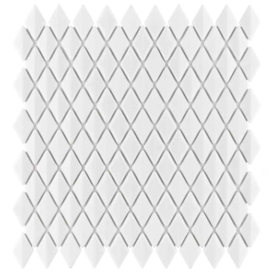 Expressions Beveled Diamond White 11-5/8"x12" Glass Mos