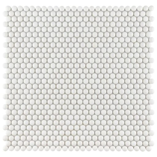 Expressions Button White 12-1/2" x 12-3/4" Glass Mos