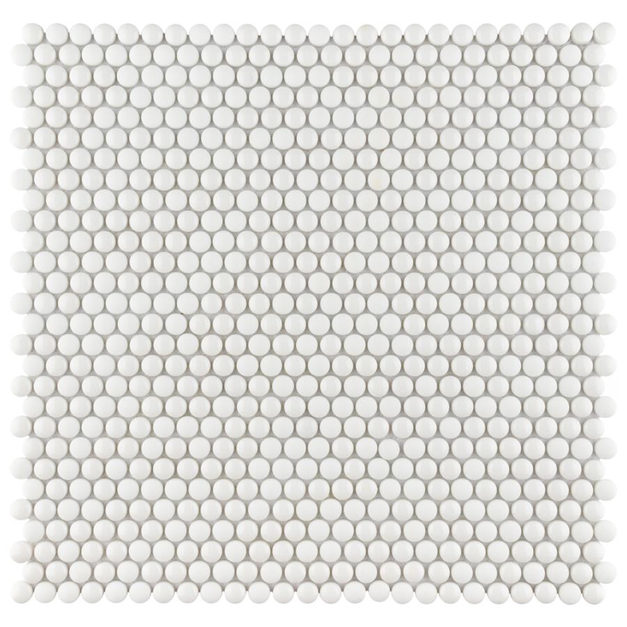 Expressions Button White 12-1/2" x 12-3/4" Glass Mos