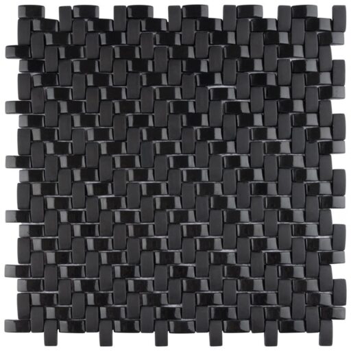 Expressions Weave Black 12-1/4"x12-1/4" Glass Mos