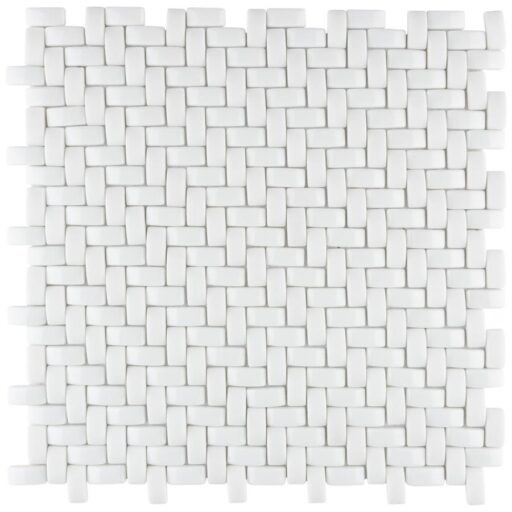Expressions Weave White 12-1/4"x12-1/4" Glass Mos