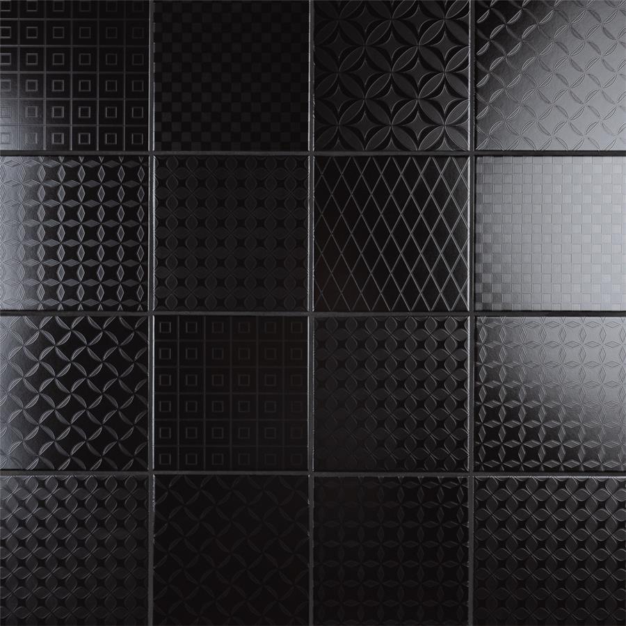 Unity Deco Black  8" x 8" Ceramic Floor/Wall Tile