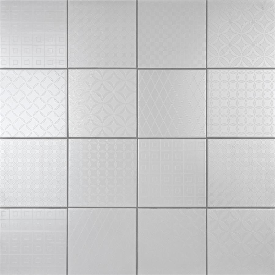Unity Deco White 8" x 8" Ceramic Floor/Wall Tile