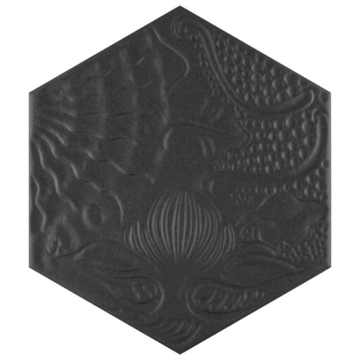 Gaudi Hex Black 8-5/8"x9-7/8" Porcelain F/W Tile