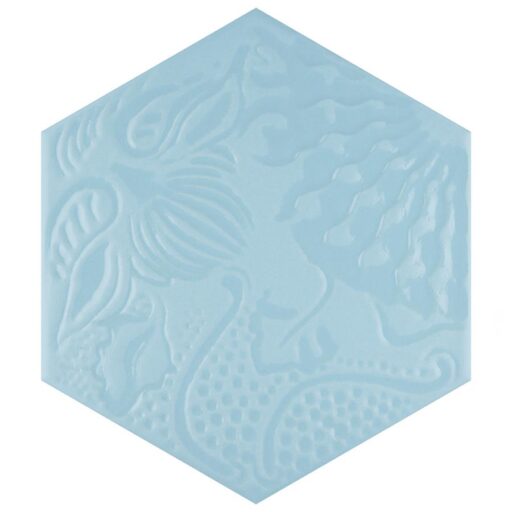 Gaudi Lux Hex Aqua 8-5/8"x9-7/8" Porcelain F/W Tile
