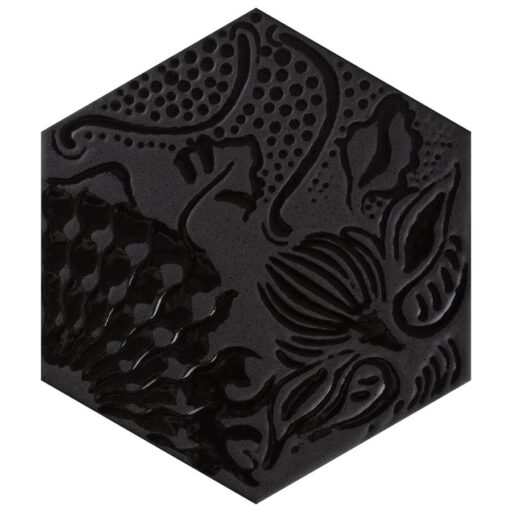 Gaudi Lux Hex Black 8-5/8"x9-7/8" Porcelain Floor/Wall Tile