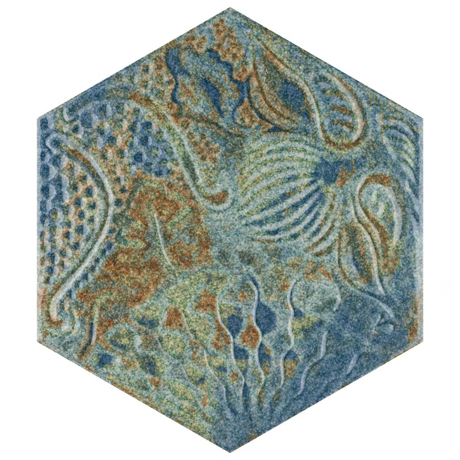 Gaudi React Hex Ocean 8-5/8"x9-7/8" Porcelain F/W Tile