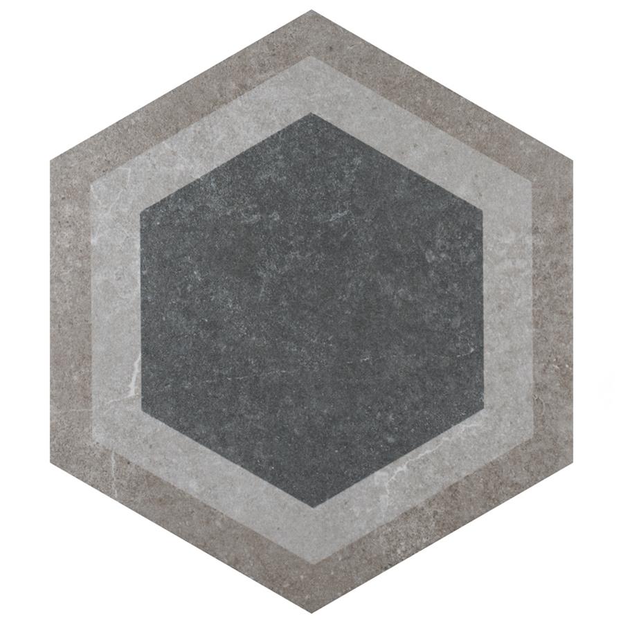 Traffic Hex Combi Grey 8-5/8"x9-7/8" Porcelain F/W Tile