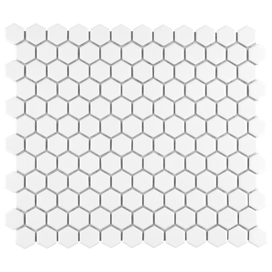Metro Hex Matte White 10-1/4"x11-7/8" Porcelain Mos