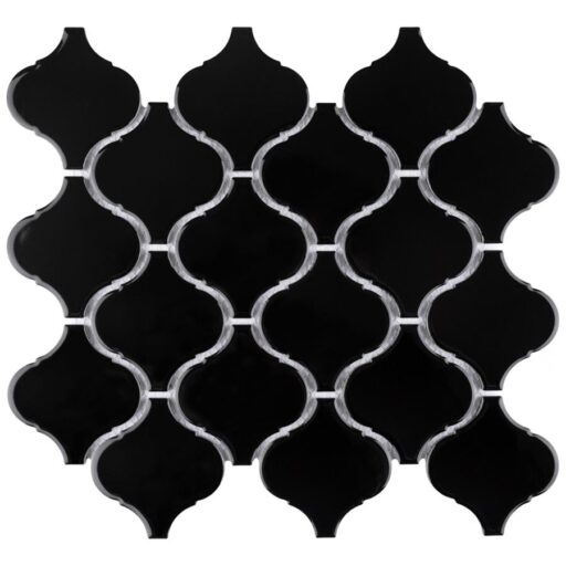 Metro Lantern Glossy Black 9-1/2"x10-3/4" Porcelain Mos