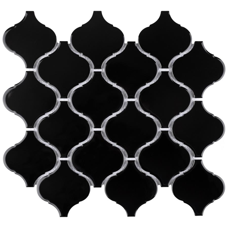 Metro Lantern Glossy Black 9-1/2"x10-3/4" Porcelain Mos