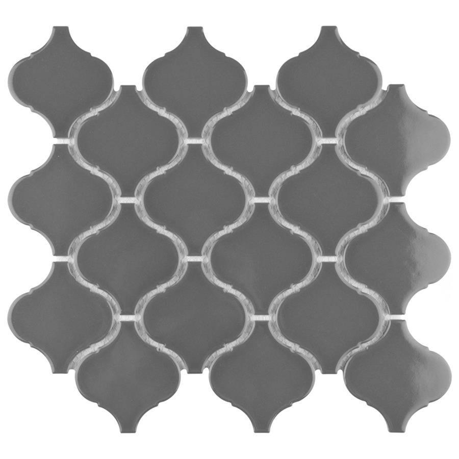Metro Lantern Glossy Dark Grey 9-1/2"x10-3/4" Porcelain Mos