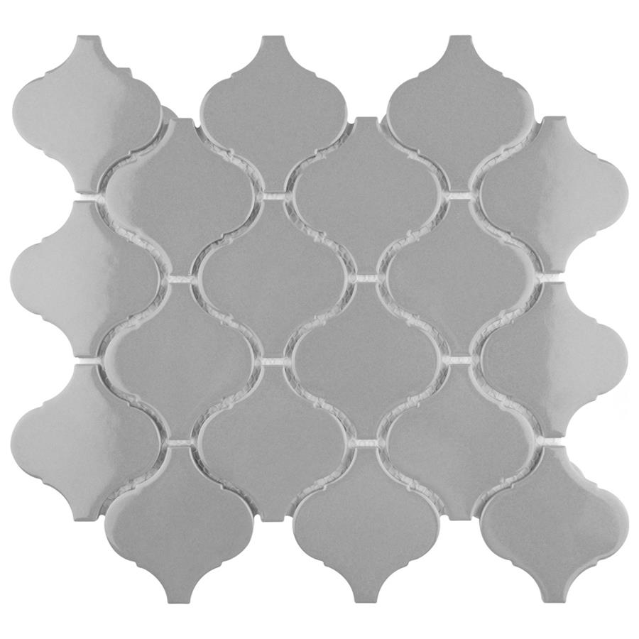 Metro Lantern Glossy Light Grey 9-1/2"x10-3/4" Porcelain Mos