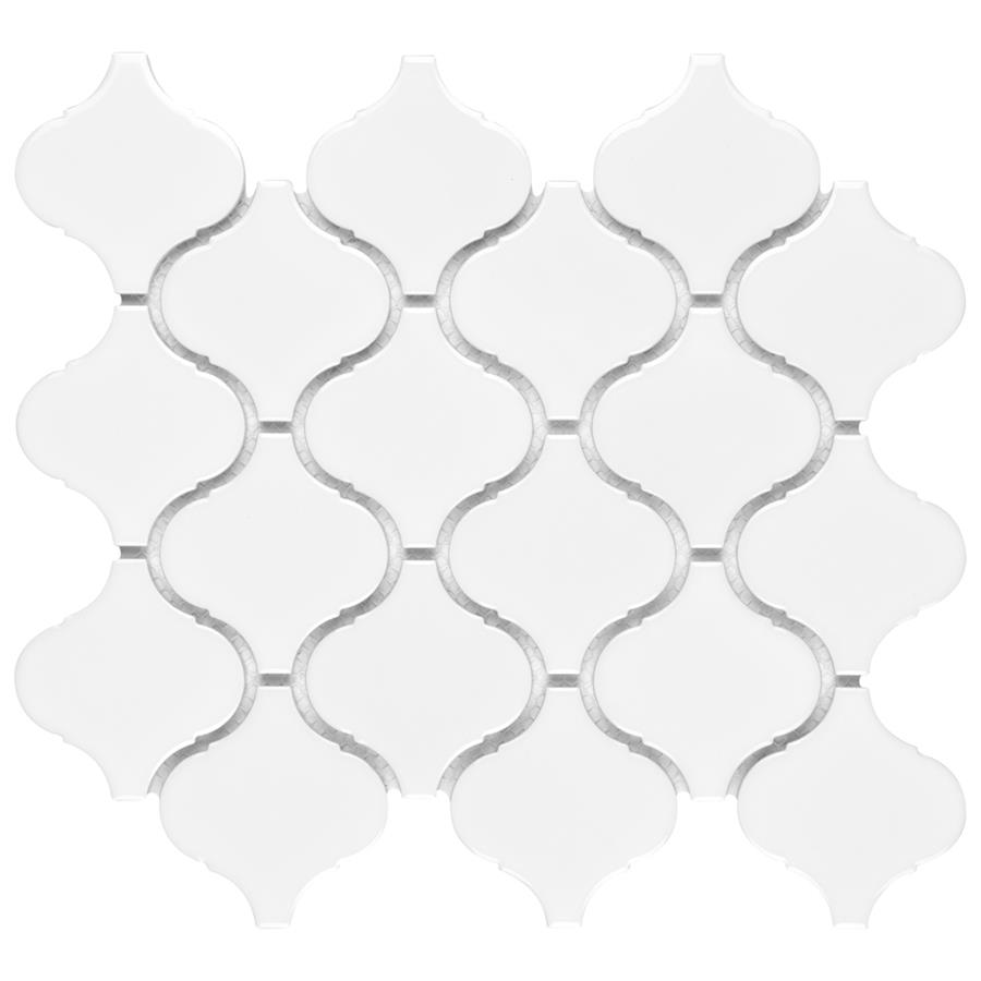 Metro Lantern Glossy White 9-1/2"x10-3/4" Porcelain Mos