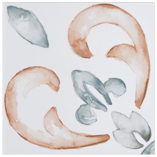 Saint Germain Chaud Deco Flore 5-3/4"x5-3/4" Porc F/W Tile