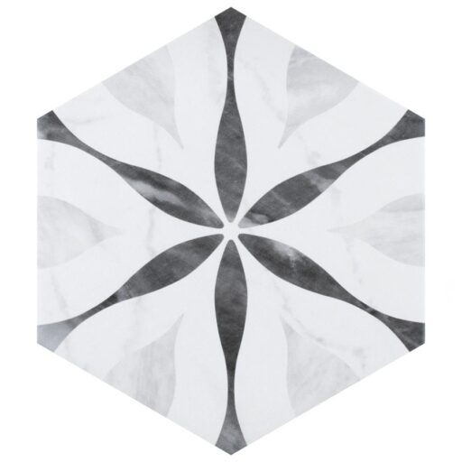 Classico Bardiglio Hex Flower 7"x8" Porcelain F/W Tile